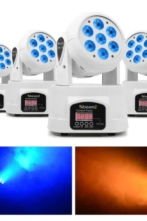Achetez dès maintenant - BeamZ MHL74 - 4x Lyres Wash 7x LED RGBW 10W - Blanc
