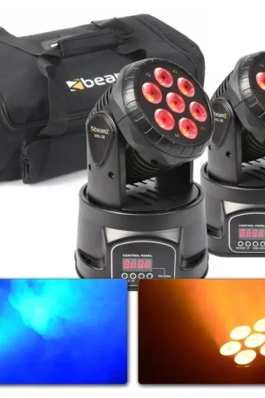 Vente flash - BeamZ Kit de Jeu de Lumière Set Éclairage de Scène avec 2 Lyres - moving heads Mini Wash + Sac de Transport