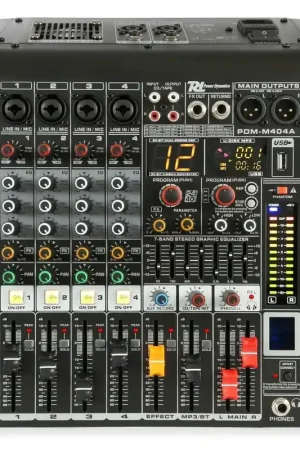 Disponible maintenant - Power Dynamics PDM-M404A - Console de Mixage Amplifiée 4 Canaux, 2x 200W RMS, USB, Bluetooth