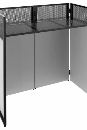Prix bas - Vonyx DB4 Pro - Stand DJ Repliable 4 Panneaux avec Structure, Toiles et Sacoches, 110 cm - Noir