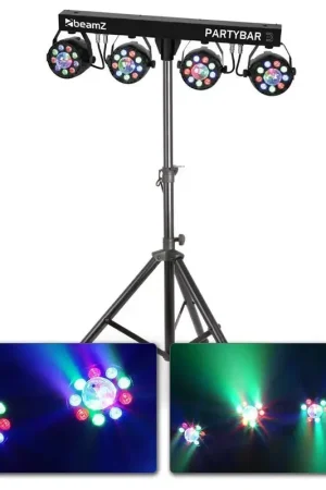 Offre limitée | 2nde Vie - BeamZ Partybar3 - 4x Projecteurs PAR avec Magic Ball, mode DMX, avec télécommande