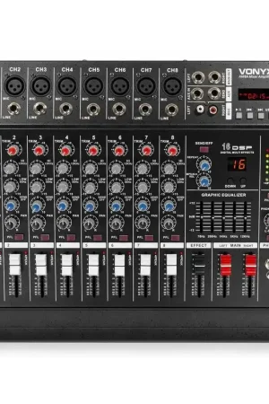 Remise | Vonyx AM8A - Console de Mixage avec Amplificateur 1000 Watts, BT/MP3/USB/SD