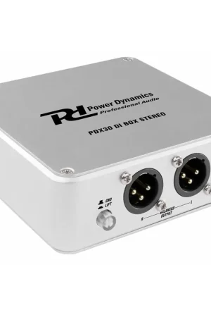 Power Dynamics PDX30 - Boîtier DI Stéréo, Compatible Batterie - Aluminium | Achat sécurisé
