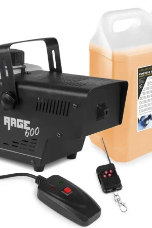 BeamZ RAGE600W - Pack Machine à Fumée avec 5L de Liquide et Télécommandes - 600 Watts - Nouveauté