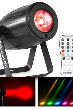 Dernier arrivage - BeamZ PS12W - Projecteur Spot LED de 12W RGBW, Mode Audio avec Télécommande - Idéal pour Boule à Facettes