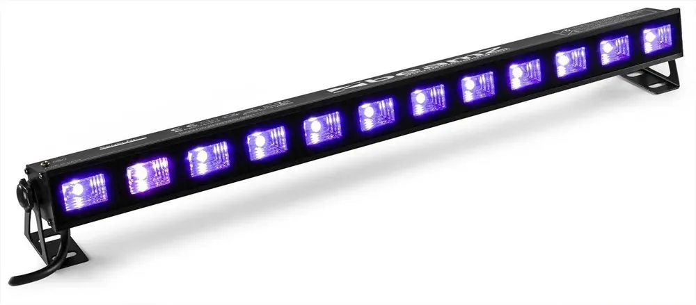 Plébiscité par les clients - BeamZ BUVW123 - Barre LED, 12 LED UV x 3W, Blanc Chaud pour Effet Wash, Puissance de 40W