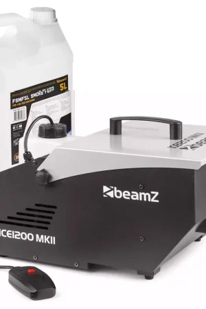 Pack Machine à Fumée Lourde BeamZ ICE1200 MKII - 1200 W | Effet Nuage au Sol + 5 L de Liquide Inclus - Prix usine