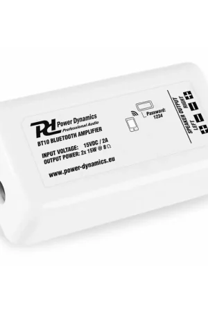 Liquidation - Power Dynamics BT10 - Amplificateur Bluetooth, 2x 15 Watts - Blanc