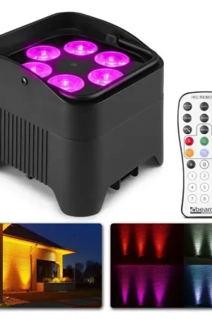 Super offre | BeamZ BBP96S - Projecteur PAR Uplight sur Batterie RGBAW-UV DMX 72 Watts - Noir
