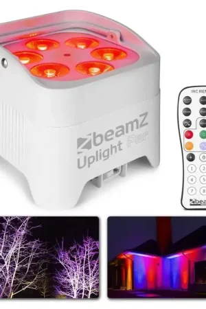BeamZ BBP96SW - Projecteur PAR Uplight sur Batterie RGBAW-UV DMX 72 Watts - Blanc - Achat sécurisé