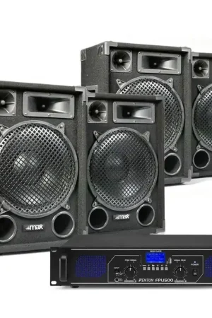 MAX12 Ensemble Kit Sono DJ avec 4x Enceintes et Amplificateur Bluetooth 2800W - Satisfait ou remboursé