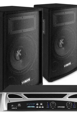 À ne pas manquer | Vonyx DJ 300W Système de Sonorisation avec Ensemble de Haut-Parleurs SL8 et Amplificateur Bluetooth VPA300