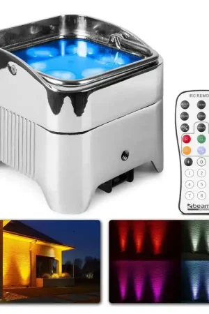 Tout juste disponible - BeamZ BBP96SC - Projecteur PAR Uplight sur Batterie RGBAW-UV DMX 72 Watts - Miroir