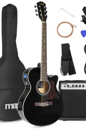 Max Showkit - Guitare Électro-Acoustique Pack Débutant Ampli 40 Watts - Noire | Qualité professionnelle
