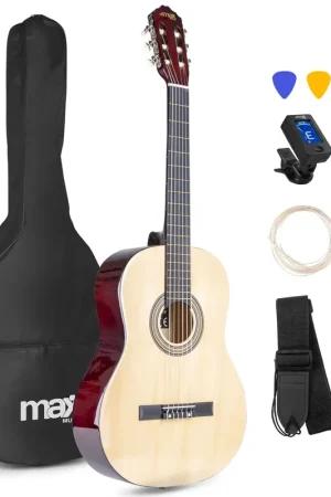 Max SoloArt - Guitare Acoustique Classique Pack Débutant - Couleur Érable - Prix réduit