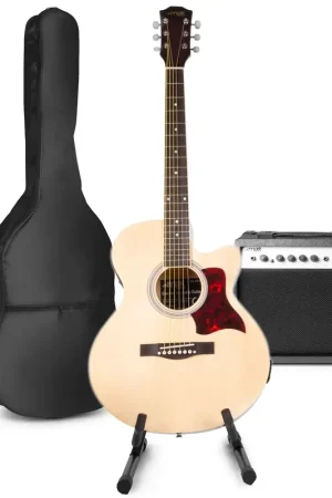 Max ShowKit - Guitare Électro-Acoustique Pack Débutant Ampli 40 Watts et Stand - Couleur Érable | Stock limité