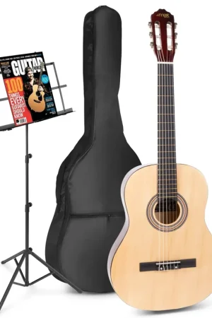 Max SoloArt - Guitare Acoustique Classique Pack Débutant avec Pupitre - Couleur Érable | Économisez maintenant