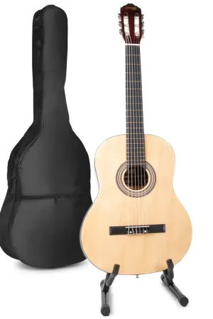 Max SoloArt - Guitare Acoustique Classique Pack Débutant avec Stand - Couleur Érable - Prix usine