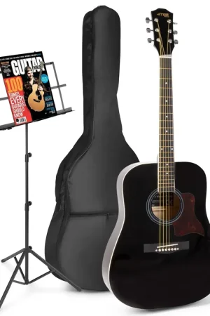 Max SoloJam Western - Guitare Acoustique Pack Débutant avec Pupitre - Noire - Plus que quelques jours