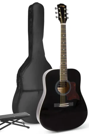 Max SoloJam Western - Guitare Acoustique Pack Débutant avec Repose-Pied - Noire | Disponible maintenant