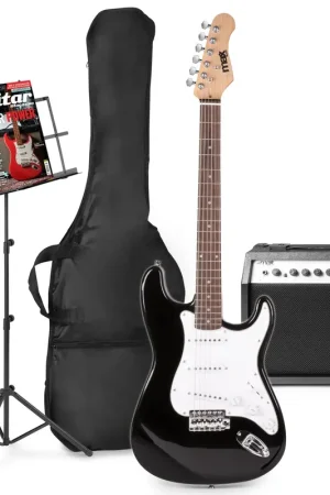 Max GigKit - Guitare Électrique Pack Débutant Ampli 40 Watts et Pupitre - Noire | Nouveau