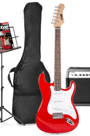 Bon plan | Max GigKit - Guitare Électrique Pack Débutant Ampli 40 Watts et Pupitre - Rouge