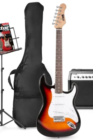 Profitez-en - Max GigKit - Guitare Électrique Pack Débutant Ampli 40 Watts et Pupitre - Sunburst