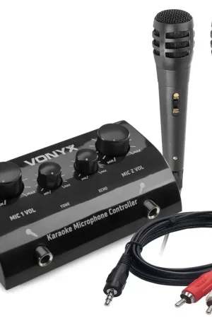 Vonyx AV430B - Kit Karaoké avec Câble Téléphonique et 2 Microphones - Noir | Prix en baisse