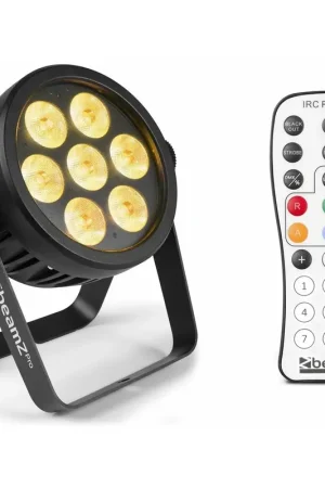 Beamz BAC503 LED Projecteur PAR - 7x LED 10W, Boiter Aluminium avec Télécommande - Affaire à saisir