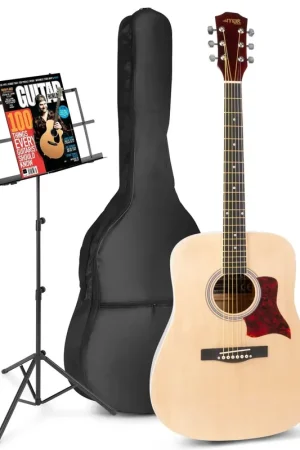 Max SoloJam Western - Guitare Acoustique Pack Débutant avec Pupitre - Couleur Érable - Meilleure vente