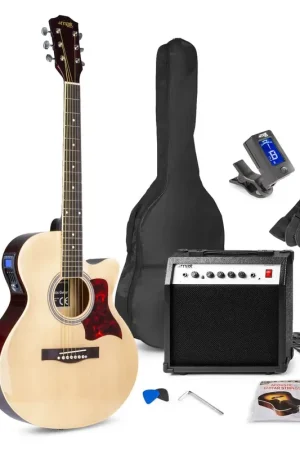 Derniers jours | 2nde Vie - Max Showkit - Guitare Électro-Acoustique Pack Débutant Ampli 40 Watts - Couleur Érable