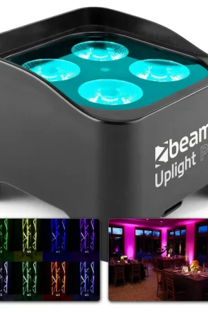 Petit prix - BeamZ BBP90 - Projecteur d’Ambiance sur Batterie 4 x 4 Watts RGB-UV - Noir