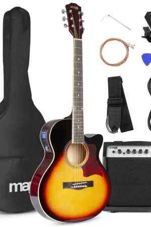 Coup de cœur des clients | Max Showkit - Guitare Électro-Acoustique Pack Débutant Ampli 40 Watts - Sunburst