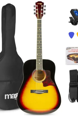 Max SoloJam - Guitare Acoustique Folk Pack Débutant - Sunburst | Paiement sécurisé