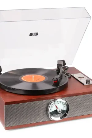 Fenton RP180 Platine Vinyle Lecteur CD Design Retro - Bois foncé - Nouveau produit