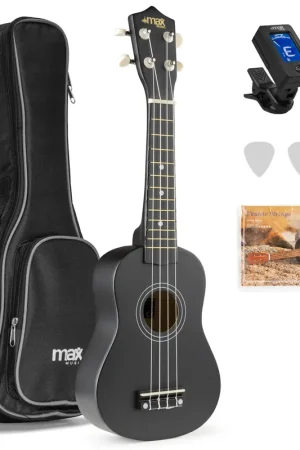 2nde Vie - Max UKEY - Ukulélé Pack Débutant avec Accessoires - Noir | Prix choc