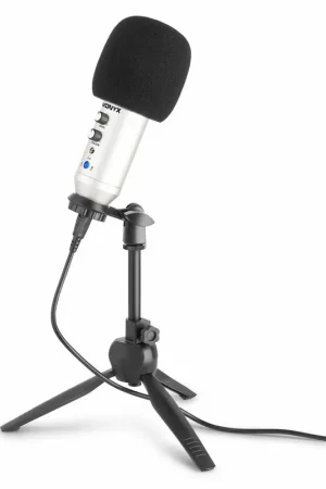 Vonyx CM320B - Microphone Studio USB avec Trépied - Titane | Nouveau chez nous