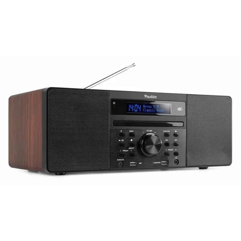 Qualité professionnelle | Audizio Prato Radio DAB+ avec Bluetooth - Bois foncé