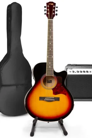 Très apprécié des clients - Max ShowKit - Guitare Électro-Acoustique Pack Débutant Ampli 40 Watts et Stand - Sunburst