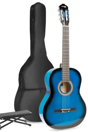 Nouveau chez nous - Max SoloArt - Guitare Acoustique Classique Pack Débutant avec Repose-Pied - Bleue