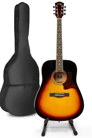 Coup de cœur des clients - Max SoloJam Western - Guitare Acoustique Pack Débutant avec Stand - Sunburst