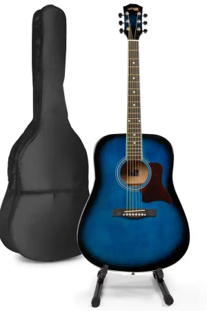 Max SoloJam Western - Guitare Acoustique Pack Débutant avec Stand - Bleue | Prix spécial