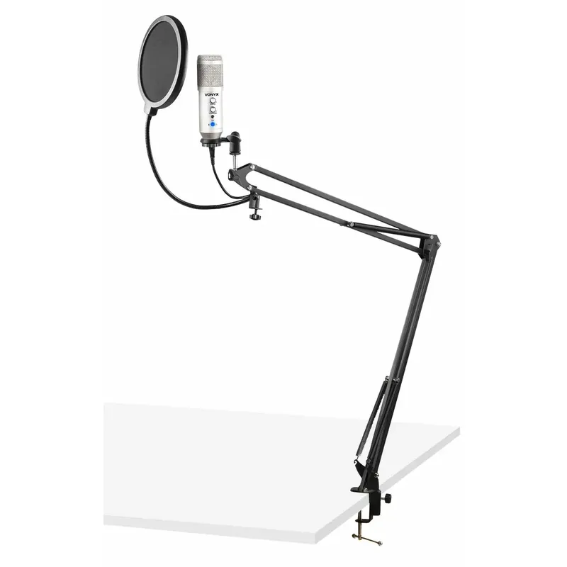 Affaire à saisir - 2nde Vie - Vonyx CMS320T - Microphone Studio USB avec Bras Articulé Réglable et Filtre Anti-Pop - Titane