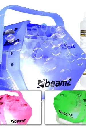 Prix cassé | BeamZ B500LED Machine à Bulles avec LED RGB Intégrées - 250ml de Concentré de Liquide à Bulles