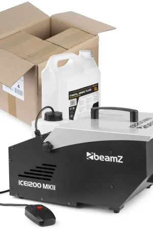 Pack Machine à Fumée Lourde BeamZ ICE1200 MKII - 1200 W | Effet Nuage au Sol + 20 L de Liquide Inclus - Dernière chance