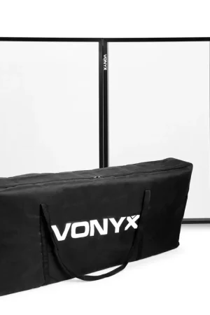Vonyx DB2 - Façade DJ Pliable 4 Panneaux avec Sac, 280 x 120 cm, Blanc - Commandez dès aujourd'hui