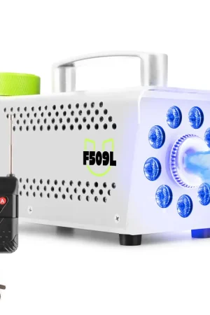 Qualité supérieure | Fuzzix F509LW - Machine à Fumée 500 Watts avec 9 LEDs RGB - Blanc