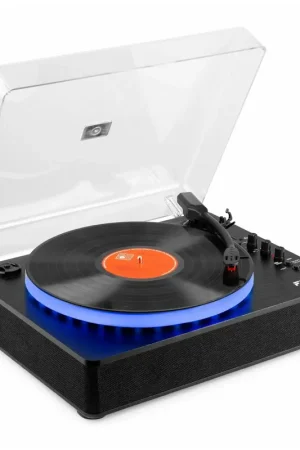 Fenton RP162LED - Platine Vinyle BT In & Out - Plateau LEDs, Haut-Parleurs Intégrés - Noire - Offre exceptionnelle