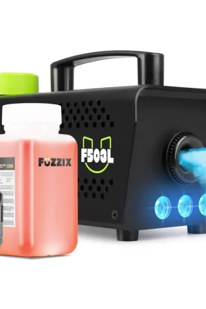 Retour facile | Fuzzix F503L Machine à Fumée 500 Watts avec 3 LEDs RGB - Liquide 250 mL Inclus
