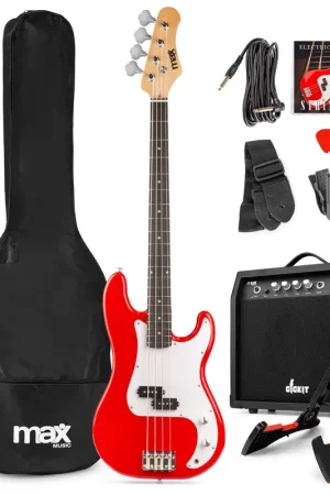 Excellente qualité - Max GigKit - Basse Électrique Pack Débutant Ampli 40 Watts - Rouge